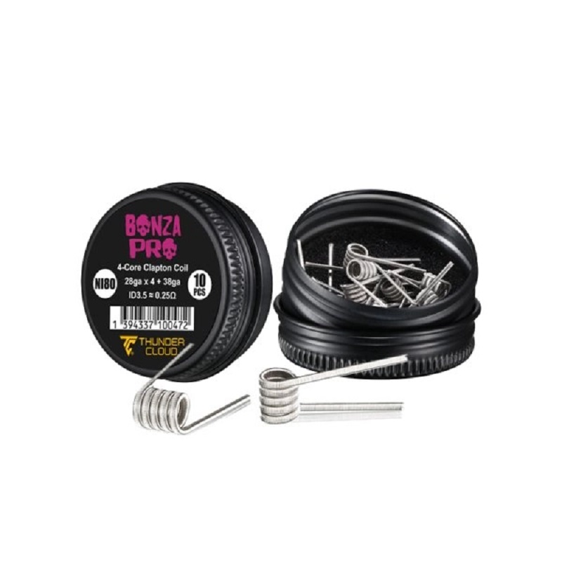 coils bonza pro 4 core fused clapton ni80 0 25 10pcs thunder cloud x vaping bogan